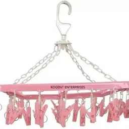 kogent enterprises 28 Clips and Hook for Drying Towels Baby Clothes Plastic Laundry Sock Drying Plastic Tie Hanger For Tie image 2