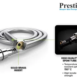prestige Chromed Double-Buckle Flexible Shower Hose Handshower Tube Hose Pipe HEAVY DUTY Hose Pipe image 2