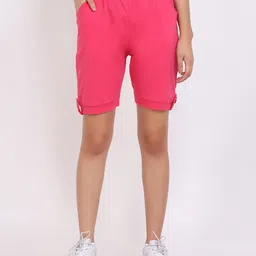 Solid Women Pink Basic Shorts-image-78