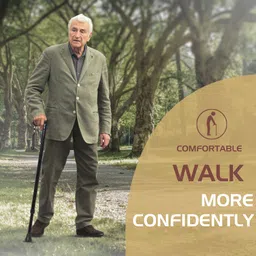 dnss Dori Handle Walking Stick Black | Adjustable Support Cane for Men & Women Walking Stick image 3