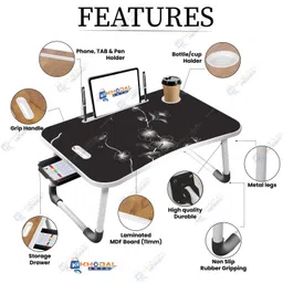 hr harsh fashion BLACK FLOWER US BIDING Plastic Portable Laptop Table image 3