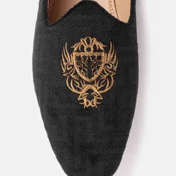 house of pataudi House of Men Black Beige Woven Design Handcrafted Slip-Ons Loafers For Men image 4