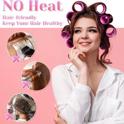 blushia Hair Rollers, Small 4 Pcs Self Grip Salon Hairdressing Curlers DIY Curly (Pink) Hair Accessory Set image 3
