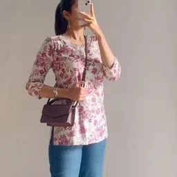 bhadriyaa Casual Regular Sleeves Embroidered Women Maroon Top-picture-23