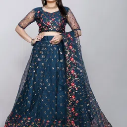 kv fashion Embroidered Semi Stitched Lehenga Choli image 1
