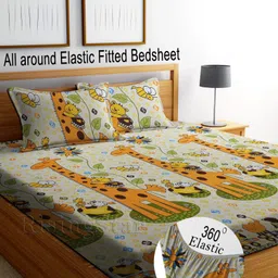 risingstar Cotton King Fitted (Elastic) 350 TC Printed Bedsheet image 1
