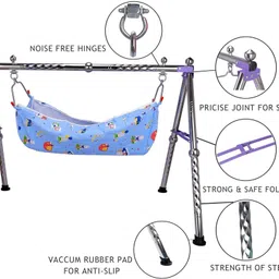 a to z hub folding Unisex Baby Cradle/ghodiyu/Swing/jhula With Hammock cloth image 4