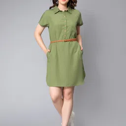 nuevosdamas Women Shirt Light Green Above Knee/Mid Thigh Length Dress-picture-17