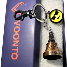 voonto Tibetan Bell Keyring Guardian Bell Sunglass Smile Black Hook-Copper Pack1 Key Chain image 3