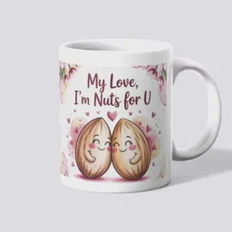 makekart "Novelty Pun for Lovers" - "My Love, I'm Nuts for U" - Unique Romantic Gift Ceramic Coffee Mug-picture-10