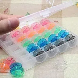 maxxlite 25 Slots Bobbins Spools Box with 25pcs Sewing Machine Bobbins Multicolor Bobbin Case-picture-27