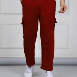 axolotl Men Solid, Self Design Maroon Track Pants-picture-36