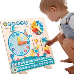 majolies Montessori Kids Calendar Clock Toy | Weather Season Month Learning Board-picture-45