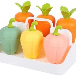 skyzone Kulfi Maker Mould, Candy Mould, Popsicle Moulds, Ice Candy Maker, Plastic Frozen Ice Cream Mould Tray of 6 Candy with Reusable Stick Multicolor Plastic Ice Cube Tray image 1