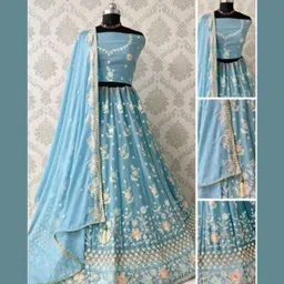 emmanuel Bandhani, Embroidered Semi Stitched Lehenga Choli-picture-12