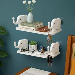 arcyu Multipurpose Wall Mount Self-Adhesive Plastic Storage Rack Plastic Wall Shelf Plastic Wall Shelf-picture-48