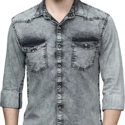 cazzba Men Regular Fit Solid Cut Away Collar Casual Shirt image 1