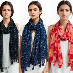 savaara Self Design Georgette Women Multicolor Fancy Scarf, Stole, Scarf-picture-28