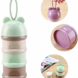 mini baby 3 Layer Cute Bear Portable Baby Food Milk Powder Storage Box Bottle Container - PP image 2