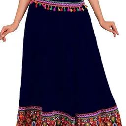vikalps Women Embroidered Flared Dark Blue, Multicolor Skirt-picture-14