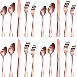 lellow Rosegold Dinnerware - Luxury Mirror Finish | Ideal for Home,Restaurant & Gifting Stainless Steel Cutlery Set-picture-41