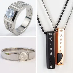 kurmashop Stainless Steel Sterling Silver Silver, White, Black, Rose Gold Jewel Set-picture-28