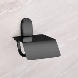 agmeco Stylish Wall Mounted Paper Holder with Flap ( Aura Black ) Stainless Steel Toilet Paper Holder-picture-13