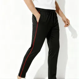 arshu Men Striped Black Track Pants image 3