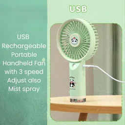 HOGSY Panda Mini Portable Fan Lightweight Mini Portable Fan Cute Design 3 Speed Small Desk Fan Rechargeable USB Fan image 2