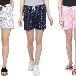 club a9 Pack of 3 Printed Women Multicolor Beach Shorts, Night Shorts, Regular Shorts, Running Shorts, Cycling Shorts image 1