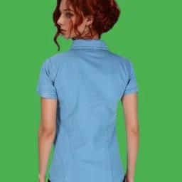 houseofcommon Women Regular Fit Solid Button Down Collar Casual Shirt image 2