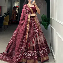 sillygudy Floral Print Semi Stitched Lehenga Choli image 5