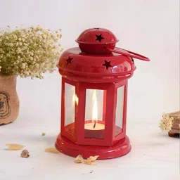 Decorative Metal Hanging Lantern Table Top T Light Candle Holder Diwali Gift Red Iron Hanging Lantern-image-48