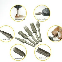 gadariya king 1/4" 6mm Rotary Burr Power-Tools Wood Grinding File Rasp Drill-Bits Rotary Bit Set image 2
