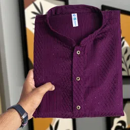 foxdx Men Solid Viscose Rayon Straight Kurta image 1