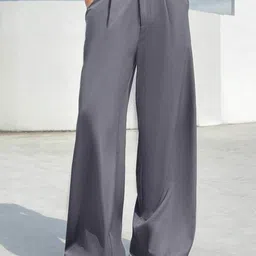 broadstar Women Loose Fit Grey Polyester Trousers image 4