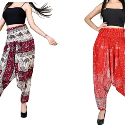 fusfus Printed Rayon, Cotton Women Harem Pants-picture-26