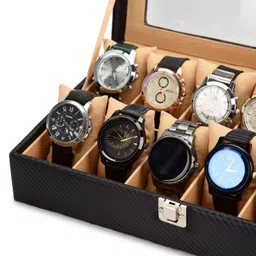 grott Premium Watch Storage Box Organizer with Glass Lid & Soft Cushions Watch Box image 3