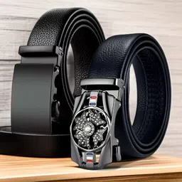 Men Formal, Casual, Evening, Party Black Synthetic Belt-image-6