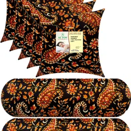 actos Combo Set Of 5 Cushion And 2 Microfibre Floral Bolster Pack of 7-picture-15