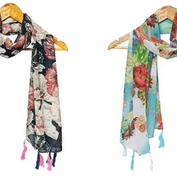 mss fashion Printed Chiffon Women Multicolor Stole, Scarf, Fancy Scarf-picture-35