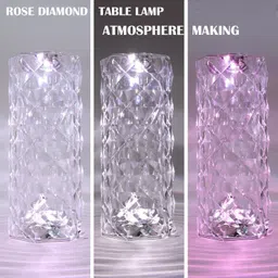 firmus Rose Diamond 3Color Changing Night Light USB Rechargeable LED with Touch Control Night Lamp image 3