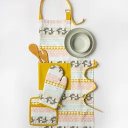 pixel home Yellow, Multicolor Cotton Kitchen Linen Set-picture-13