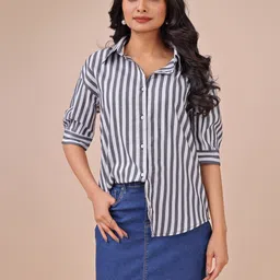 dl fashion Women Regular Fit Self Design, Solid Spread Collar Casual Shirt-picture-27