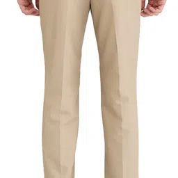 park avenue Men Regular Fit Beige Polyester Trousers image 4