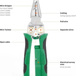 trending 8 in 1 Wire Stripper with Voltage Tester Electricity Measurement Function Needle Nose Plier image 4