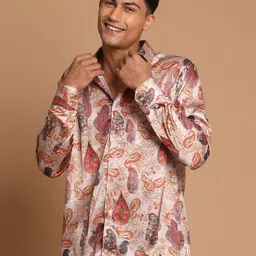 vastramay Men Regular Fit Printed Cut Away Collar Festive Shirt-picture-36