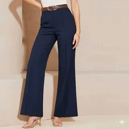 wolica Women Regular Fit Blue Viscose Rayon Trousers image 3