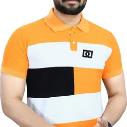 lonaxa Men Colorblock Polo Neck Polycotton Yellow T-Shirt-picture-22