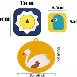 henij Cartoon Silicone Non-Slip Insulation Cute Animal Pattern Trivet Mat for Home (Random Color , Square) Polyvinyl Chloride Trivet image 5